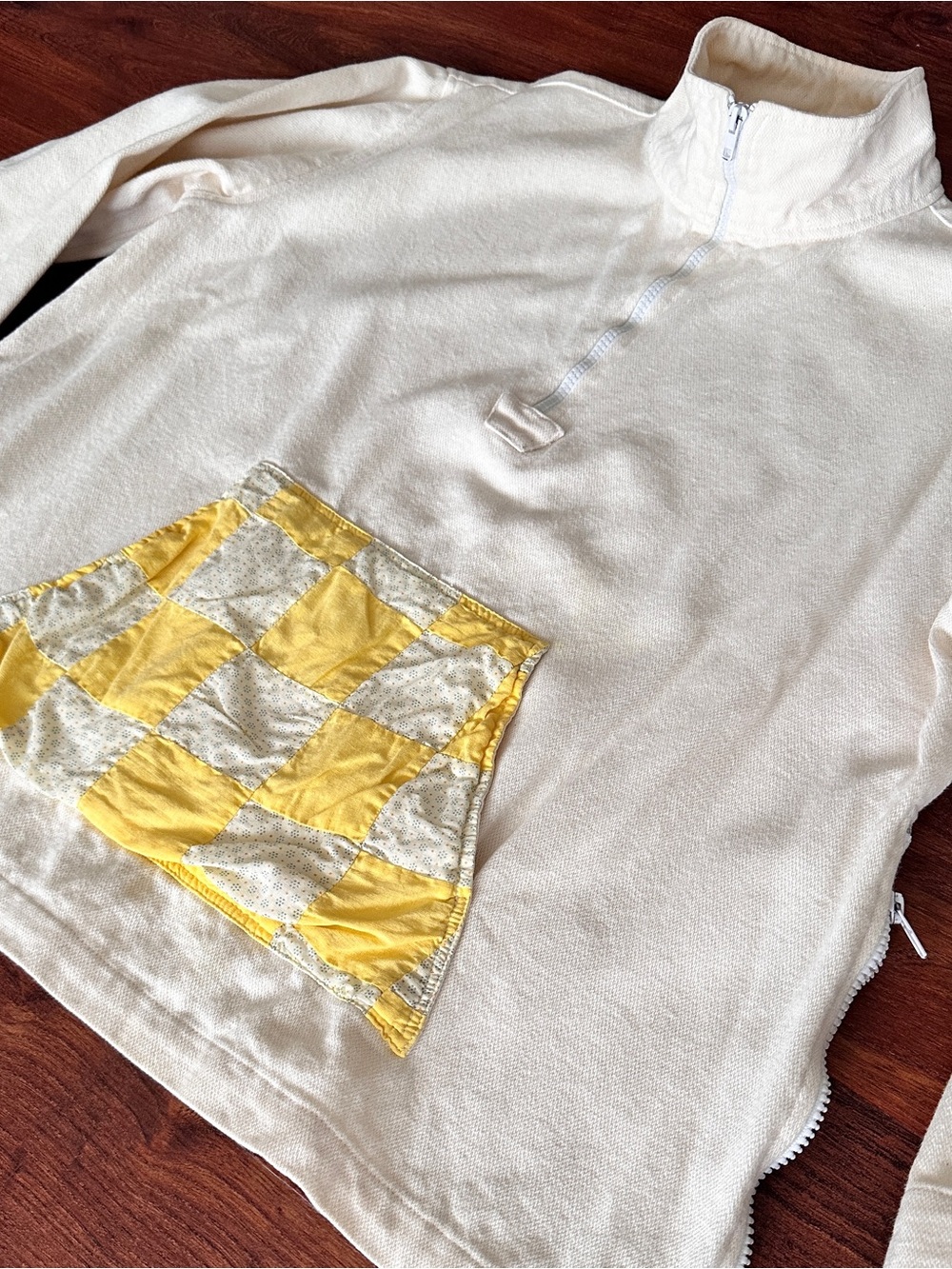 Carleen Half‑Zip Pullover with Yellow Quilted Pocket